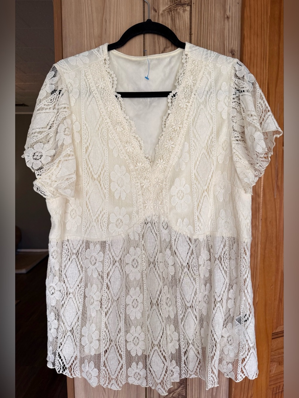 Women's Lace V-Neck Blouse - Ivory